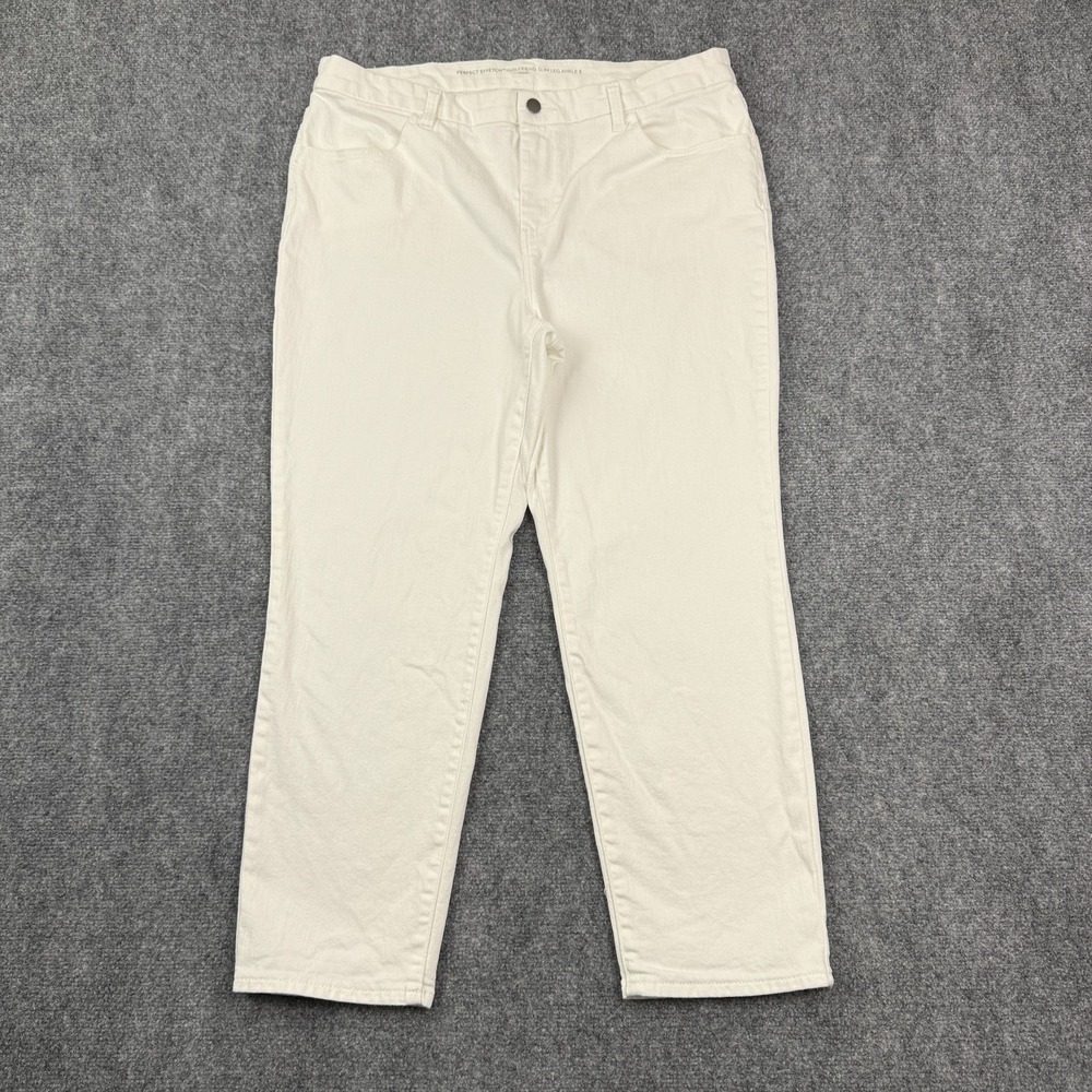 Chico's Womens Perfect Stretch Girlfriend Slim Leg Ankle Jeans US Size 16 White
